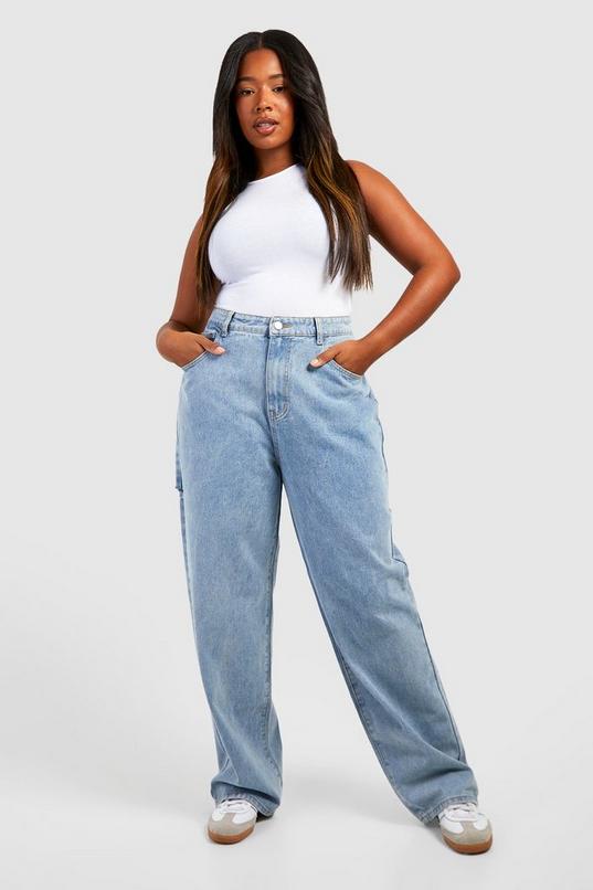 Plus Side Split Baggy Boyfriend Jeans | boohoo USA Plus Side Split Baggy Boyfriend Jeans | boohoo USA